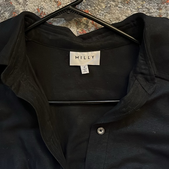 Milly Collared Short-sleeve Shirt Dress Sz 4 - Picture 6 of 7